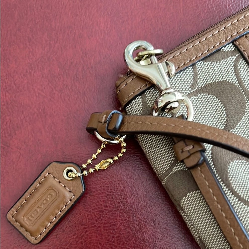 Coach Tan and Brown Signature Clutch - Picture 5 of 6